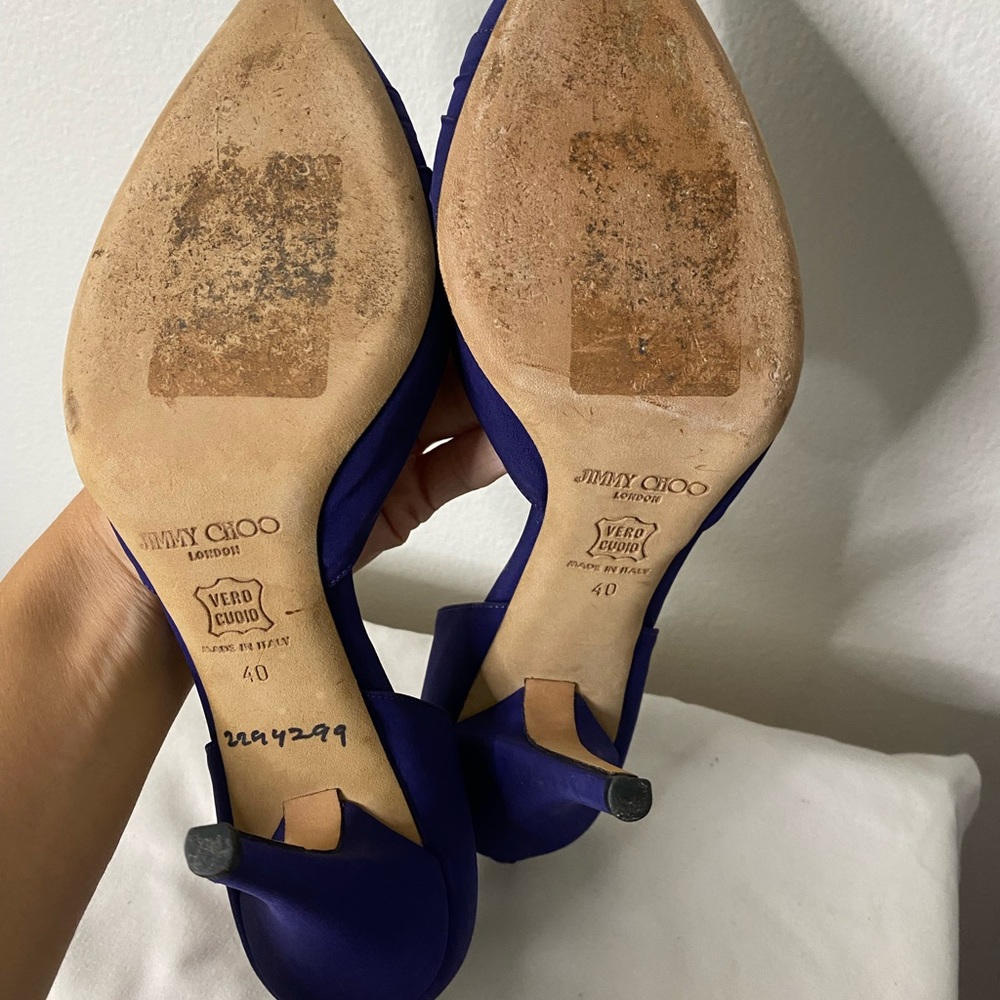 Jimmy Choo Embellished Satin Pumps blue/purple closed toe size 40 - Picture 9 of 14